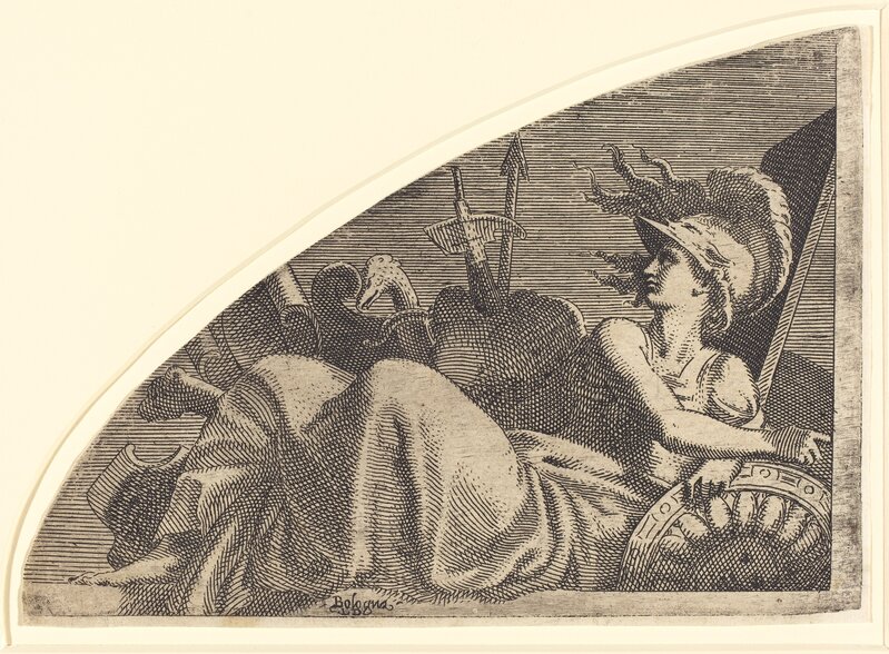Léon Davent after Francesco Primaticcio, ‘Bellona Seated on Her Trophies’, Print, Etching, National Gallery of Art, Washington, D.C.