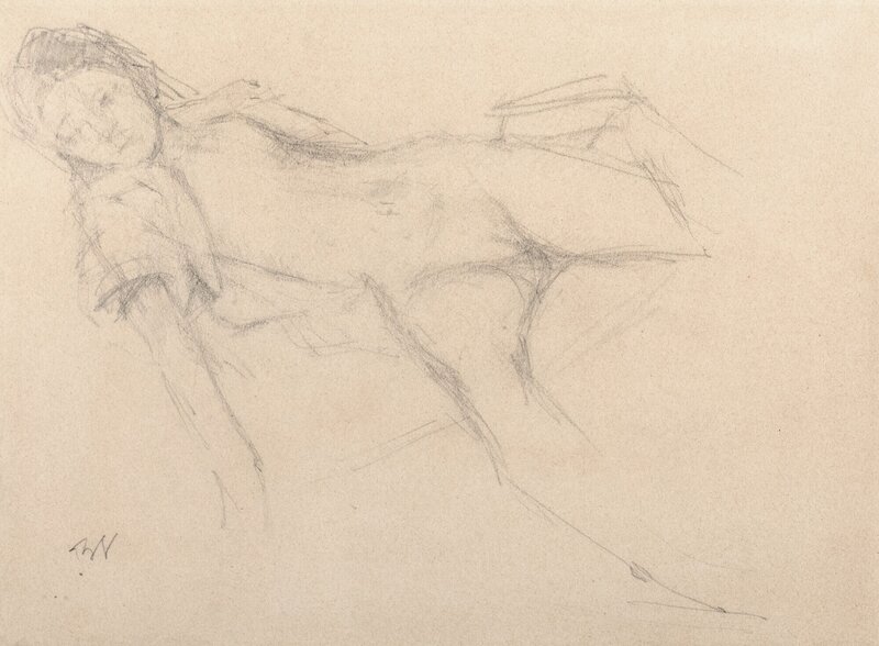 Balthus, ‘Reclining nude’, 1974, Drawing, Collage or other Work on Paper, Pencil on paper laid on canvas, Finarte