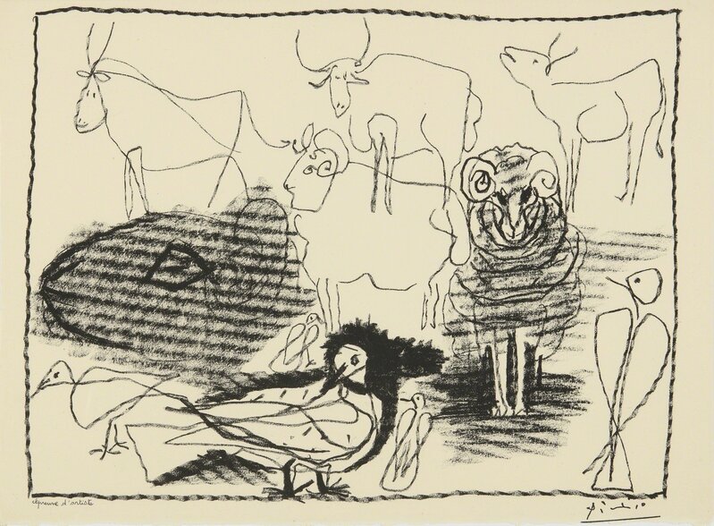 Pablo Picasso, ‘Taureaux, béliers et oiseaux (B. 1344; M. 21)’, 1945, Print, Lithograph, Sotheby's