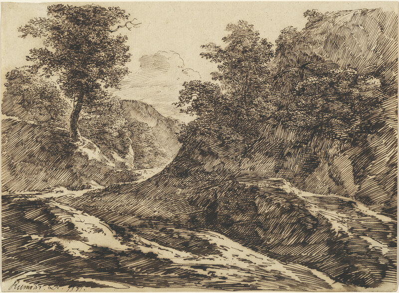 Carl Friedrich Ludwig Felix von Rumohr, ‘A Path through a Rocky Landscape’, 1831, Drawing, Collage or other Work on Paper, Pen and brown ink on laid paper, National Gallery of Art, Washington, D.C.