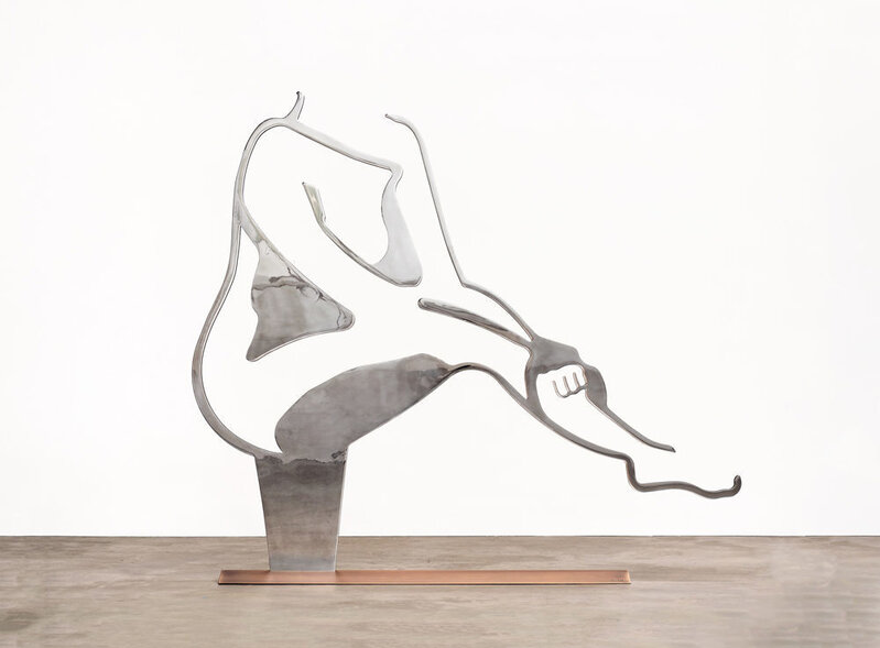 Alex Katz, ‘Dancer 4 (Outline)’, 2019, Sculpture, Mirror polished stainless steel with anodized black edge on bronze base with patina, ARC Fine Art LLC