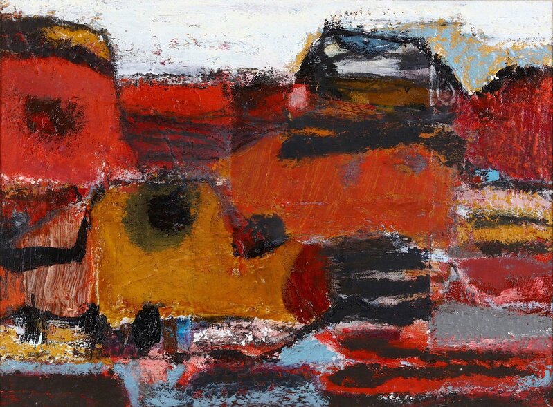 Liz Hough, ‘Zennor, Sunset’, Drawing, Collage or other Work on Paper, Oil and collage on canvas, Chiswick Auctions