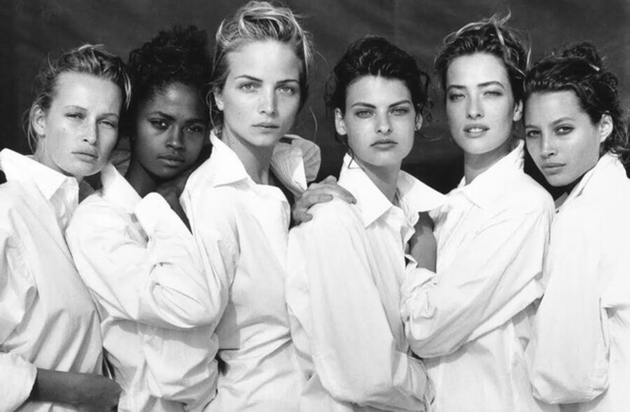 Estelle Lefébure, Karen Alexander, Rachel Williams, Linda Evangelista, Tatjana Patitz, Christy Turlington, Vogue USA, Santa Monica, California