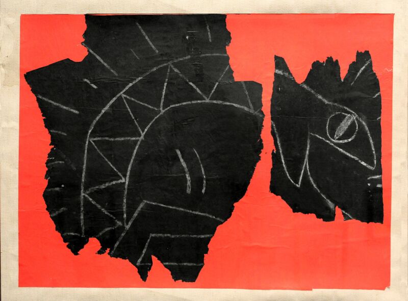 Keith Haring, ‘Untitled (Serpent)’, 1982, Drawing, Collage or other Work on Paper, Original subway chalk drawing, paper mounted on stretched linen, Taglialatella Galleries