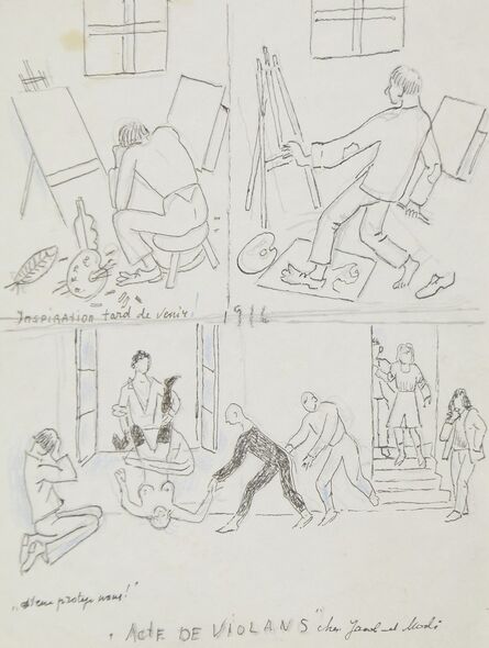 Marie Vorobieff Marevna, ‘Inspiration Tarde á Venir/ Acte de Violans- Chez Jacob met Modi [Modigliani]’, 1916