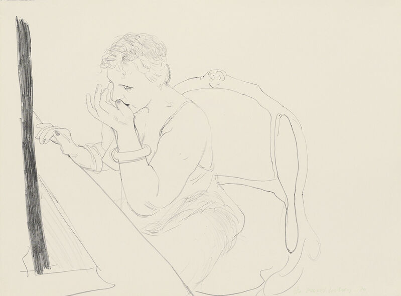 David Hockney, ‘CELIA ADJUSTING HER EYELASH’, 1979, Print, Lithograph, Edward T. Pollack Fine Arts