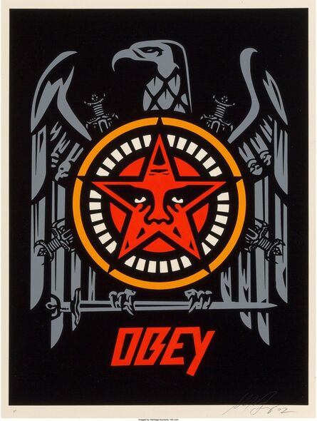 Shepard Fairey, ‘OBEY in Lesser Gods We Trust, Cash for Chaos’, 2002