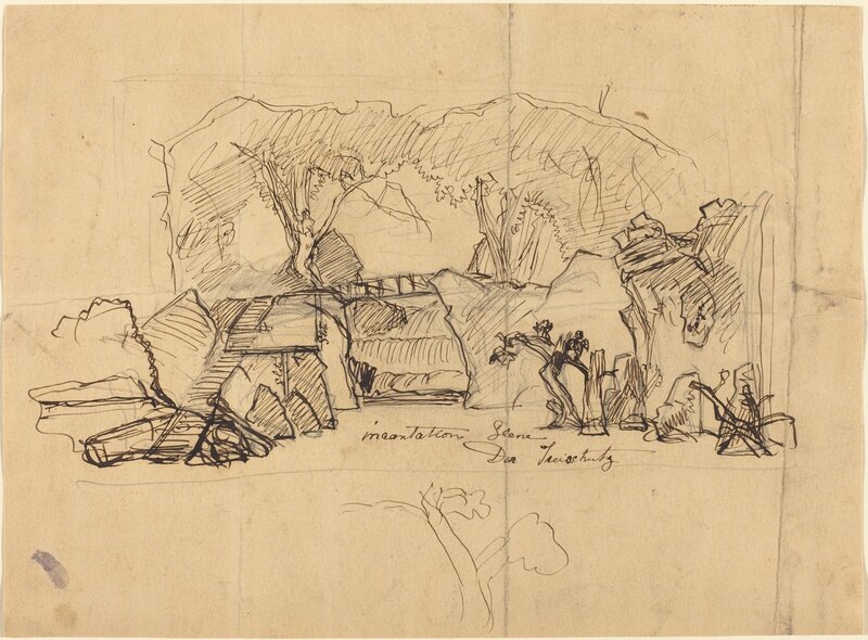 Robert Caney, ‘Incantation Scene from "Der Freischutz"’, Drawing, Collage or other Work on Paper, Pen and brown and black ink over graphite on wove paper, National Gallery of Art, Washington, D.C.