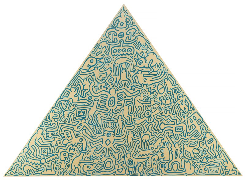 Keith Haring, ‘Pyramid’, 1989, Sculpture, Screenprint on shaped anodized aluminum panel, Fine Art Mia