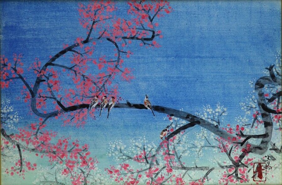 Red and White Plum Blossoms