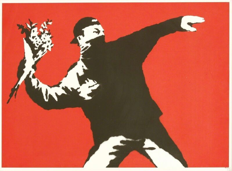 Banksy, ‘LOVE IS IN THE AIR’, 2003, Print, Screenprint in colours, Sworders