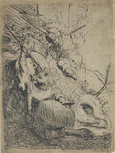 Rembrandt van Rijn, ‘The Small Lion Hunt (with one Lion)’, circa 1629