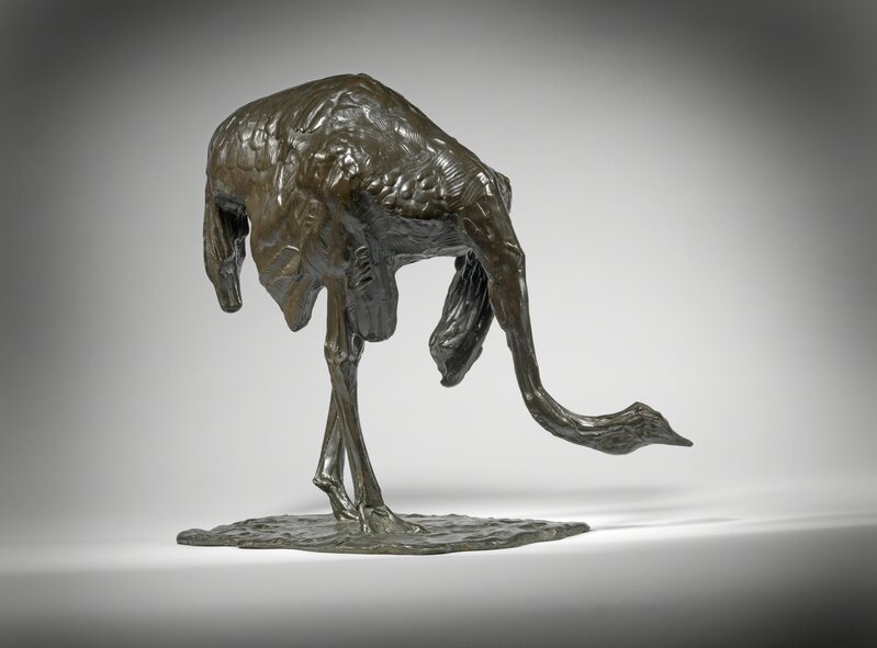 Rembrandt Bugatti, ‘Feeding Ostrich’, 1910, Sculpture, Bronze, Sladmore 
