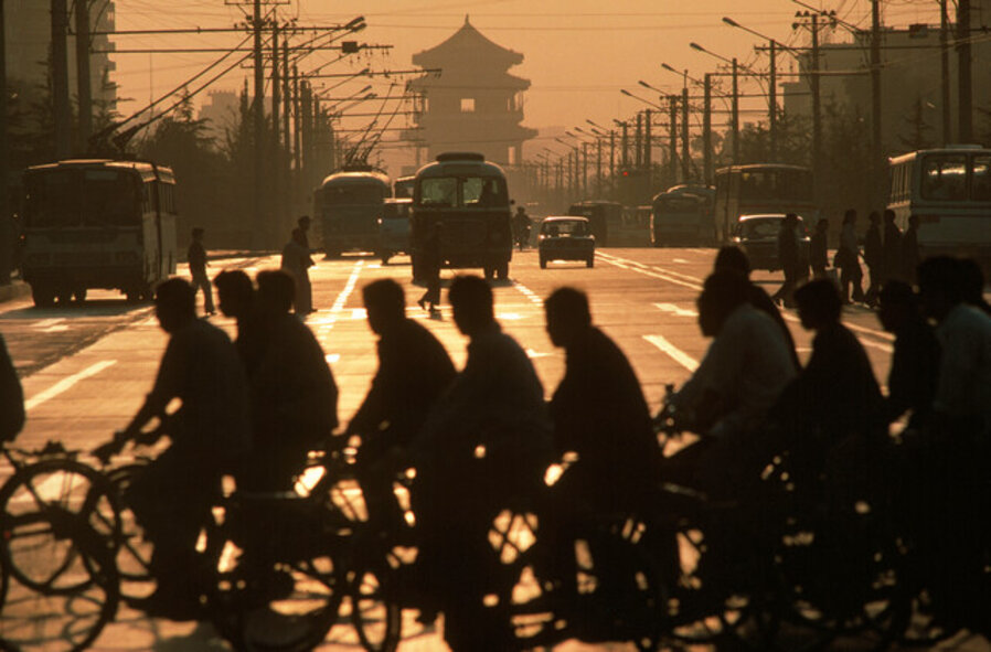 Rush hour traffic in the city center. Beijing, China