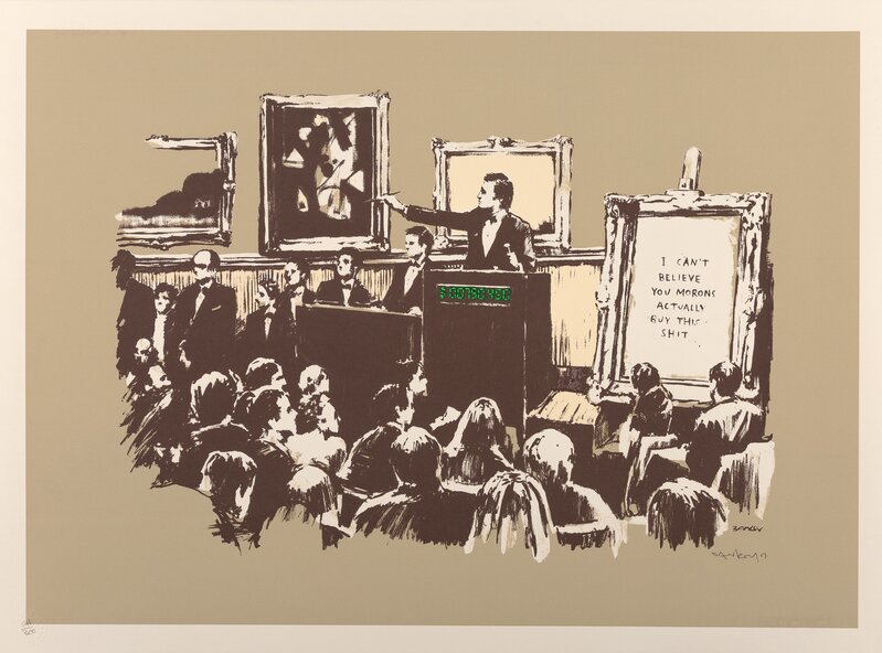 Banksy, ‘Morons (Sepia)’, 2007, Print, Screenprint in colors on Somerset paper, Heritage Auctions