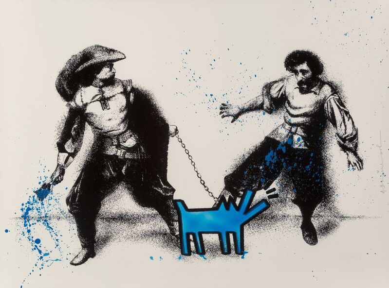 Mr. Brainwash, ‘Watch Out! (Blue)’, 2019, Print, Screenprint with hand finished spray paint and stencil, in colors on wove paper, Heritage Auctions