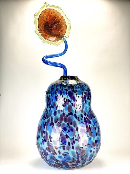 Dale Chihuly, ‘Dale Chihuly Original Large 45” Azure Blue Ikebana Vase with Sunflower Hand Blown Glass Sculpture’, 2002