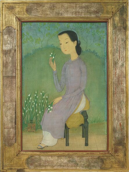 Mai Trung Thứ, ‘Jeune femme à la fleur (Young lady with a flower)’, 1954