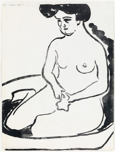 Ernst Ludwig Kirchner, ‘Großer Mädchenakt in Badetub’, 1909