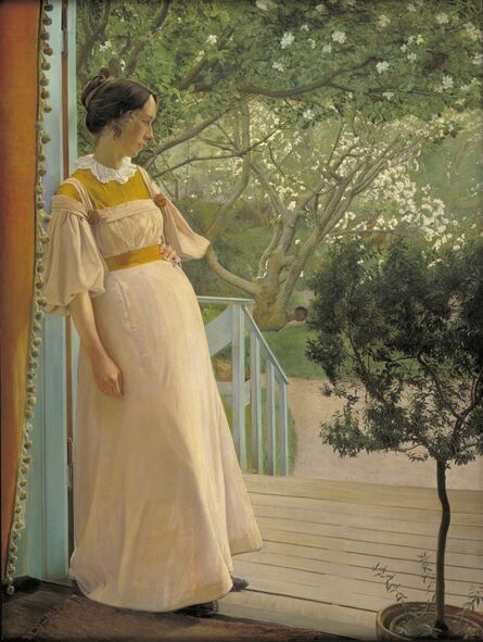 Laurits Andersen Ring, ‘At the French Windows. The Artist's Wife ’, 1897