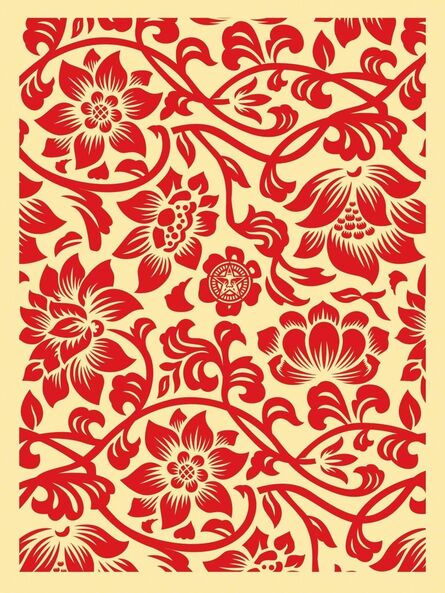 Shepard Fairey, ‘Floral takeover (cream/red)’, 2017