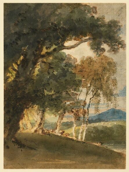 Thomas Girtin, ‘A River Valley and Distant Hill Seen through Trees’, ca. 1800