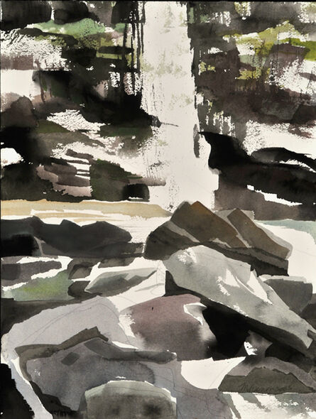 Mariella Bisson, ‘Plattekill Falls, Rock and Waterfall Field Painting’