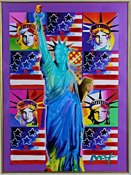 Peter Max, ‘United We Stand: Four Statues of Liberty with Blue Statue of Liberty’, 2001