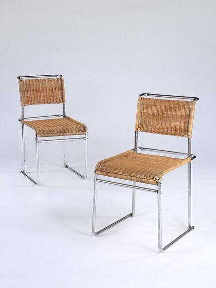 Marcel Breuer, ‘MODEL B5 - A pair of chromium-plated tubular steel & wickerwork chairs’, ca. 1940