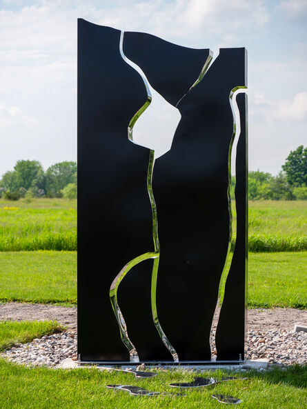 Philippe Pallafray, ‘Water Writing V3 - tall, black, geometric, modern, outdoor steel sculpture’, 2020