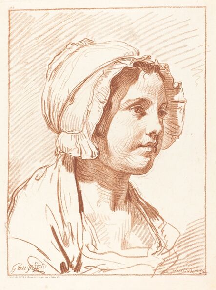 Louis-Marin Bonnet, ‘Head of a Young Woman Wearing a Cap’, before 1764