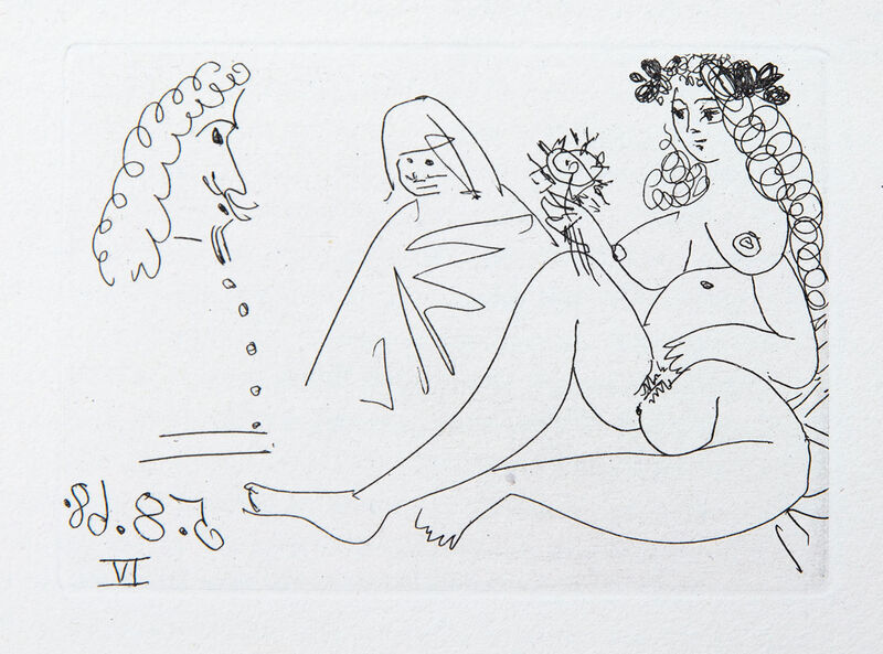 Pablo Picasso, ‘Femme Blonde à la Fleur’, 1968, Print, Etching and aquatint, Goldmark Gallery
