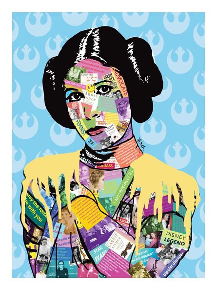 Amy Smith, ‘ICON: My Life is Art, Carrie Fisher - POP Art Print of Female Actress, Princess Leia (Black + Blue +Yellow’, 2021