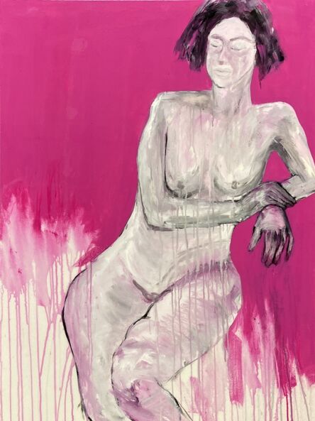 Haleh Mashian, ‘"Magenta 11" - Figurative Colorful Mixed Media Painting by Haleh Mashian’, 2020