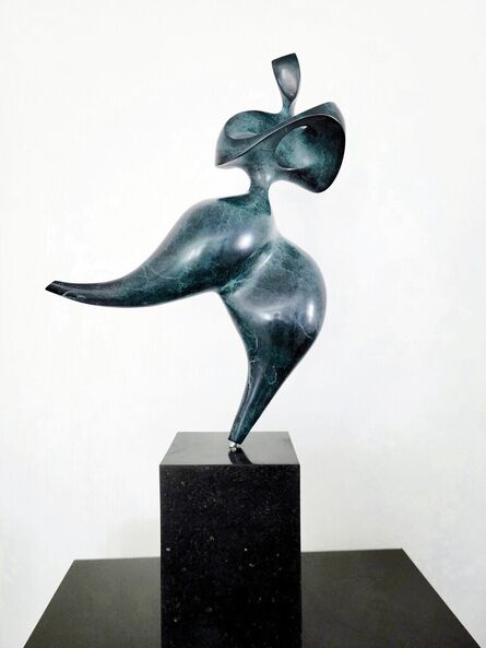Jeremy Guy, ‘Solstice Blue Ed 1/12 - elegant, female, figurative, bronze, granite sculpture’, 2021