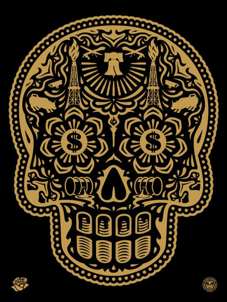 Shepard Fairey, ‘Power & Glory Day Of The Dead Skull (Gold)’, 2014