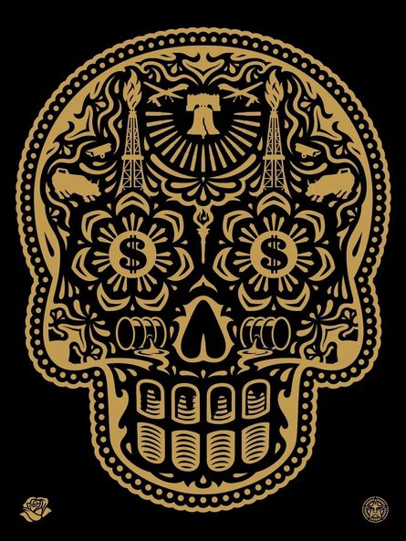 Shepard Fairey, ‘Power & Glory Day of the Dead Skull (Gold)’, 2014