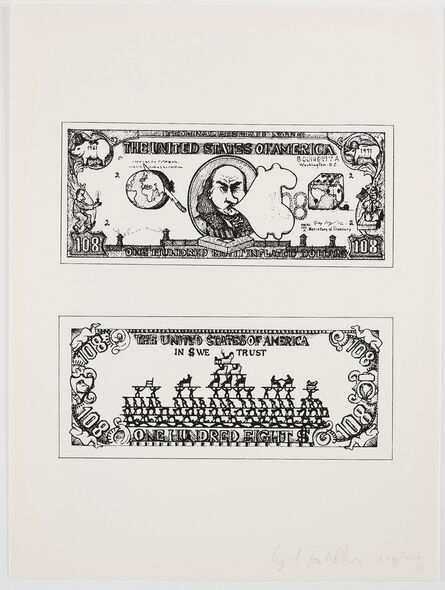 Öyvind Fahlström, ‘$108 Bill’, 1973