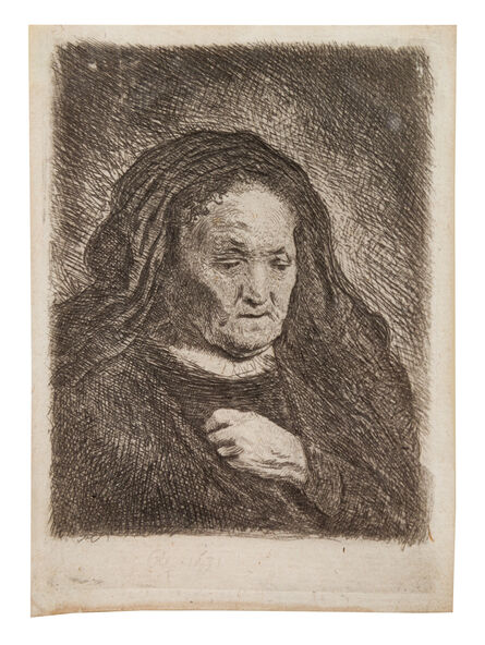 Rembrandt van Rijn, ‘Rembrandt's Mother with Hand on Chest: Small Bust’, 1631