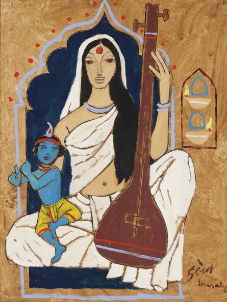 Maqbool Fida Husain, ‘Untitled (Mirabai with Krishna)’