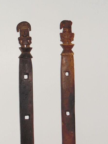 Unknown Pre-Columbian, ‘Pari of Huacho Carved Baby Carrier Posts with Reversible Figures’, Peru, Huacho Valley, Late Intermediate Period, c. AD 700 , 1100