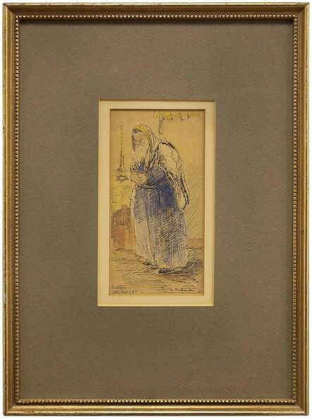 Ira Moskowitz, ‘Rabbi At Prayer, Vintage Judaica Ink and Watercolor, 1935’, Early 20th Century