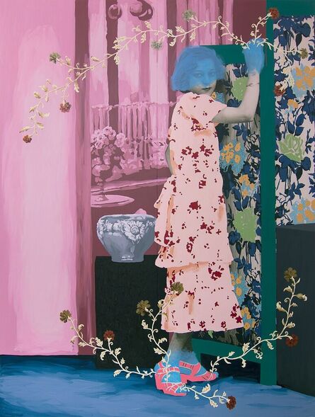 Daisy Patton, ‘Untitled (Woman with Vase and Flowered Screen)’, 2022