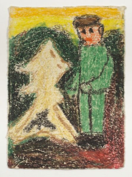 James Castle, ‘Untitled (Boy in green suit with abstract figure)’, n.d.
