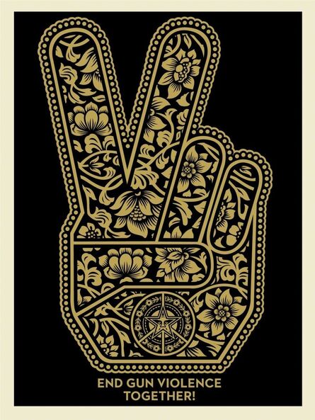 Shepard Fairey, ‘Shepard Fairey "Peace Fingers" Silkscreen Print End Gun Violence Together Street Art  ’, 2019