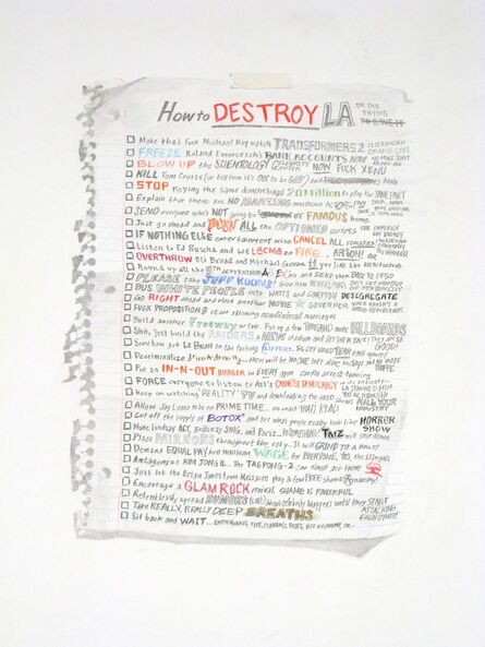 William Powhida, ‘How to Destroy LA’, 2012