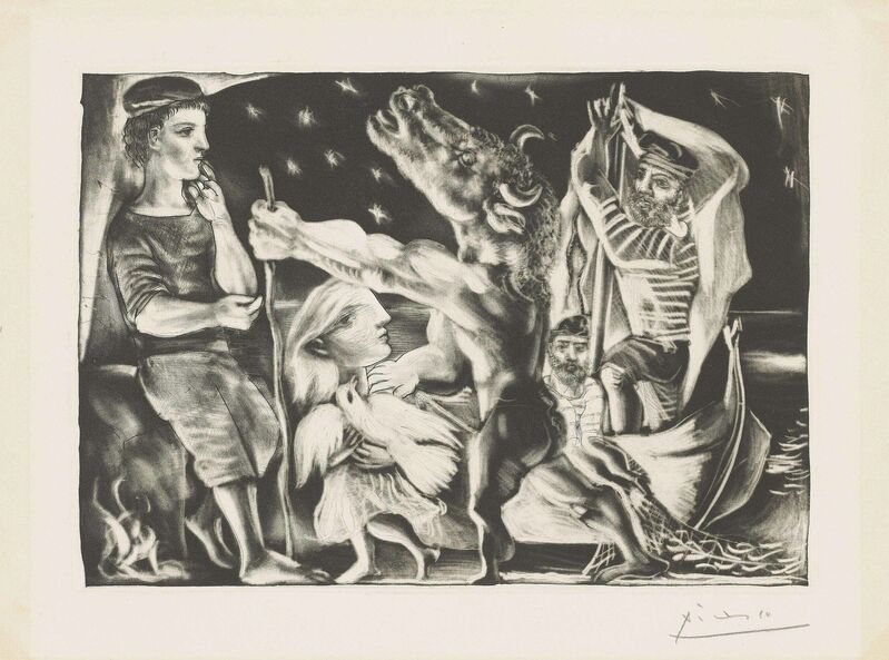 Pablo Picasso, ‘Minotaure aveugle guidé par une Fillette dans la Nuit, from: La Suite Vollard’, 1934, Print, Aquatint and drypoint on Montval laid paper, Christie's