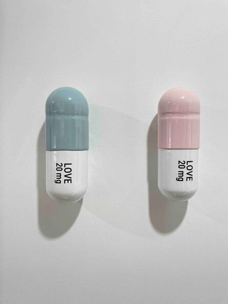 Tal Nehoray, ‘20 MG Love pill Combo (light turquoise, light pink) - figurative sculpture’, 2023