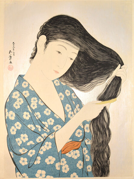 Hashiguchi Goyo, ‘Woman Combing Her Hair’, 1920