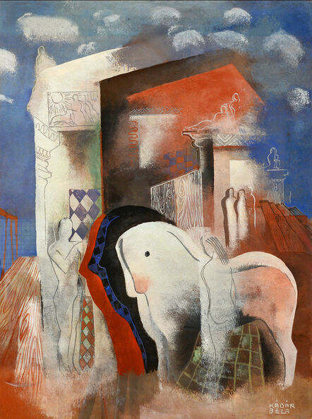 Béla Kádár, ‘Cubist Horses and Figure’,  lte 1920's